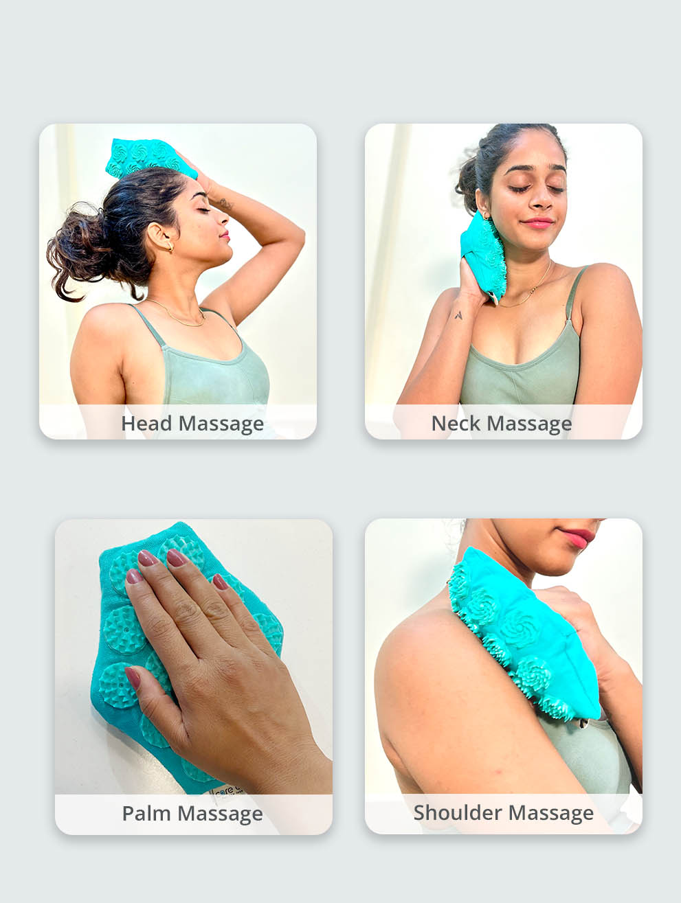 AcuPaw acupressure hand body massager - Cyan